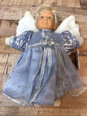 The Original Bean Angel Collectibles "Peace" Plush Doll With Wings & Blue Dress
